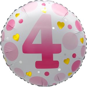 18" Age 4 Pink Dots Balloon Airise