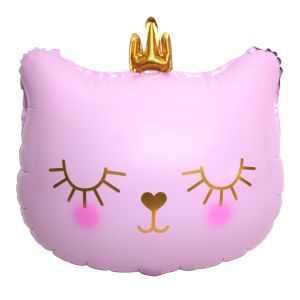19" Pink Cat with Crown Balloon