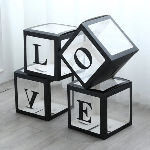 12" Love Balloon Box Black (4pcs)