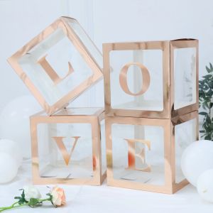 12" Love Balloon Box Rose Gold (4pcs)
