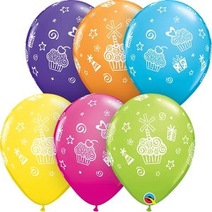 11" Cupcakes and Presents Tropical Assortment (50pcs) Balloons