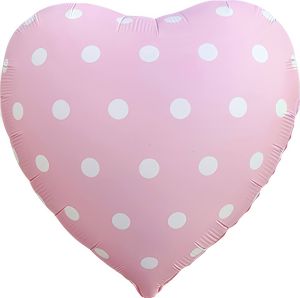 18" Matte Pink Heart with White Polka Dots Balloon