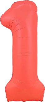 34" Neon Red Number 1 Balloon