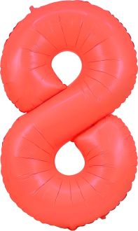 34" Neon Red Number 8 Balloon