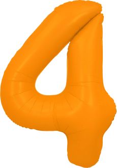 34" Neon Orange Number 4 Balloon