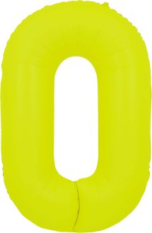 34" Neon Yellow Number 0 Balloon
