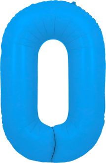 34" Neon Blue Number 0 Balloon