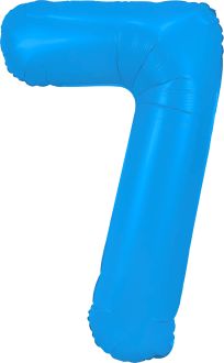 34" Neon Blue Number 7 Balloon