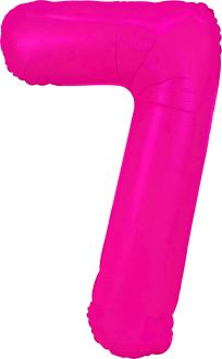 34" Neon Fuchsia Number 7 Balloon