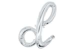 20" Silver Script Letter D Balloon