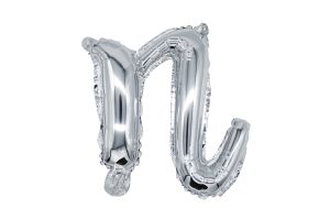 12" Silver Script Letter N Balloon