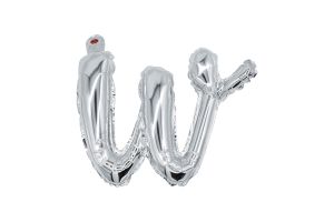 12" Silver Script Letter W Balloon