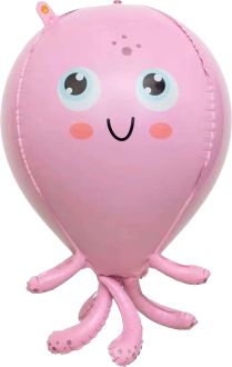20" 3D Baby Pink Squid Balloon