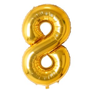 34" Gold Number 8 Airise Balloon