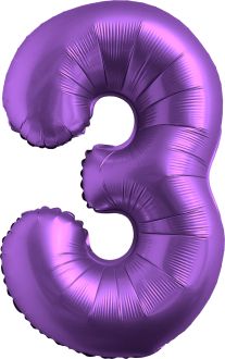 34" Chrome Purple Number 3 Balloon