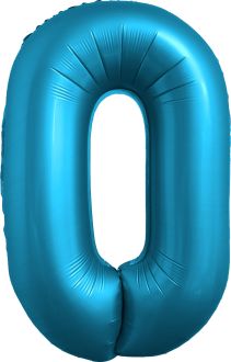 34" Chrome Blue Number 0 Balloon