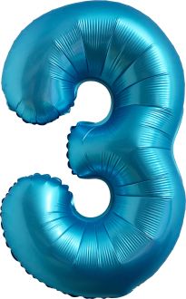 34" Chrome Blue Number 3 Balloon