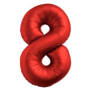 34" Chrome Red Number 8 Airise Balloon