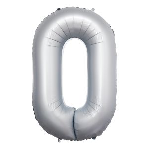 34" Chrome White Number 0 Airise Balloon