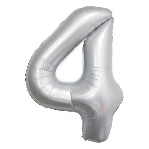 34" Chrome White Number 4 Airise Balloon