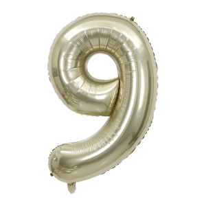 34" White Gold Number 9 Airise Balloon