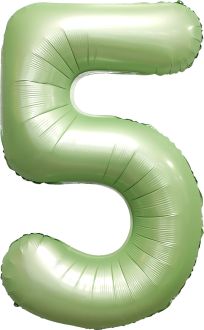 34" Matte Green Number 5 Balloon