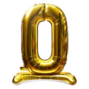 16" Stand Up Gold Number 0 Balloon