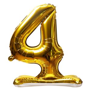 16" Stand Up Gold Number 4 Balloon