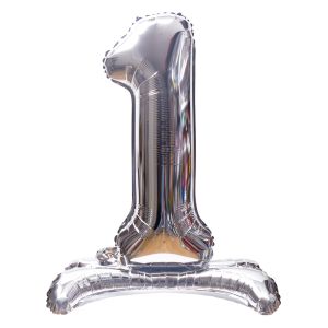 32" Stand Up Silver Number 1 Balloon