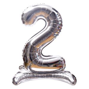 32" Stand Up Silver Number 2 Balloon