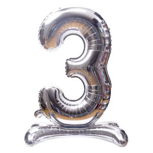 32" Stand Up Silver Number 3 Balloon