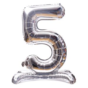 32" Stand Up Silver Number 5 Balloon