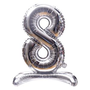 32" Stand Up Silver Number 8 Balloon