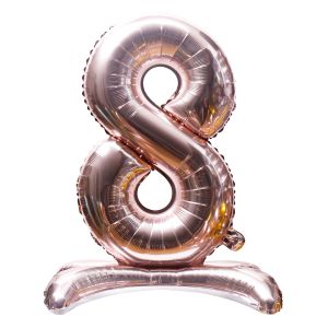 32" Stand Up Rose Gold Number 8 Balloon