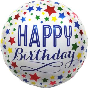 18" Happy Birthday Colorful Stars Balloon