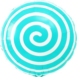 18" Candy Spiral Blue Balloon