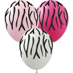12" Zebra Print Pink Assortment (50pcs) Balloons
