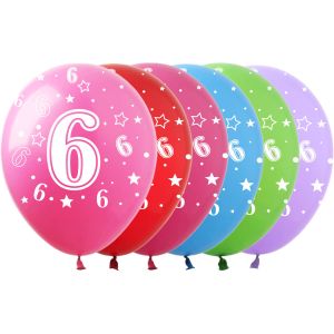 12" Number 6 Assortment (50pcs) Balloons