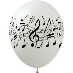 12" Musical Notes White (50pcs) Balloons