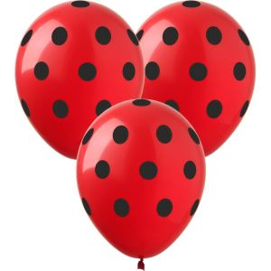 12" Red with Black Polka Dots (50pcs) Balloons