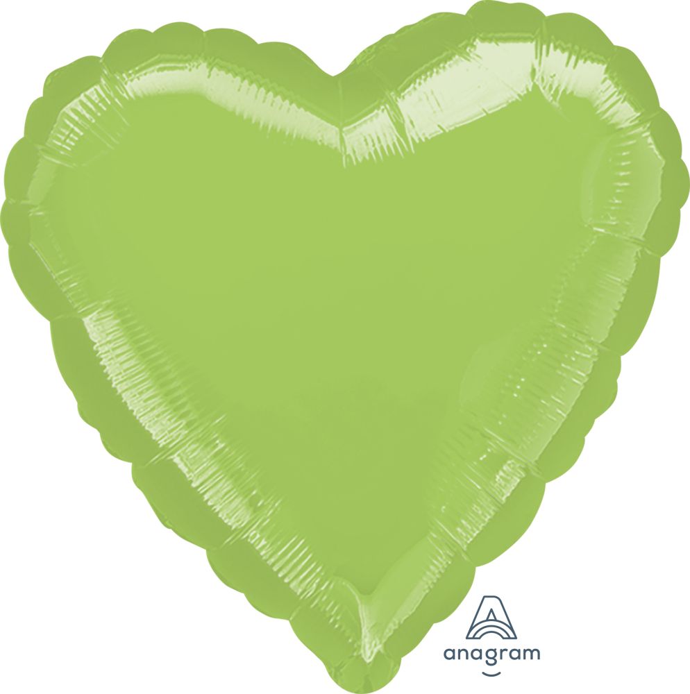 18" Metallic Lime Green Heart (non-packaged) Balloon