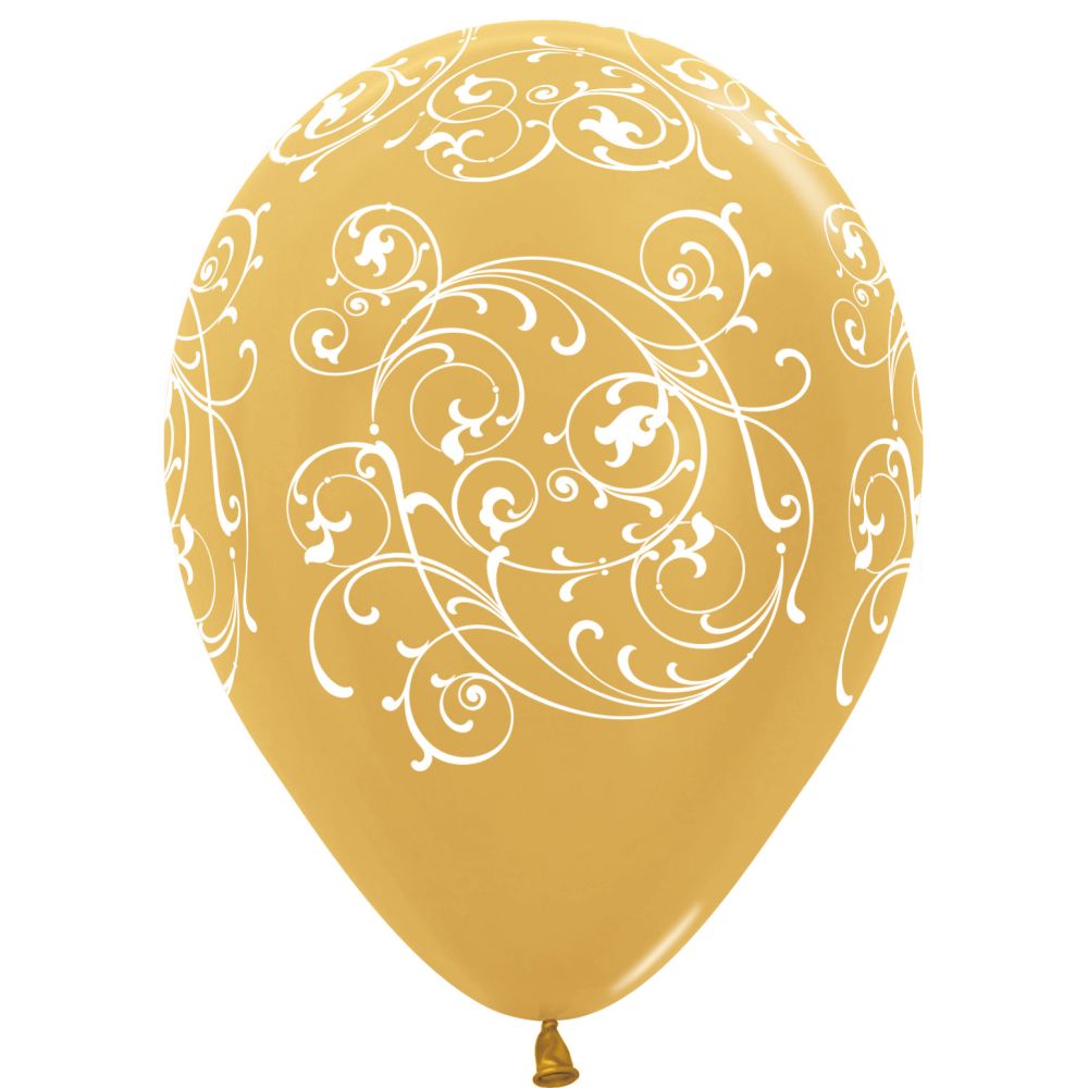 11" Filigree Metallic Gold (50pcs) Balloons