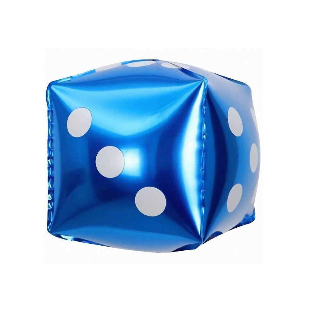 12" 3D Casino Dice Blue Balloon