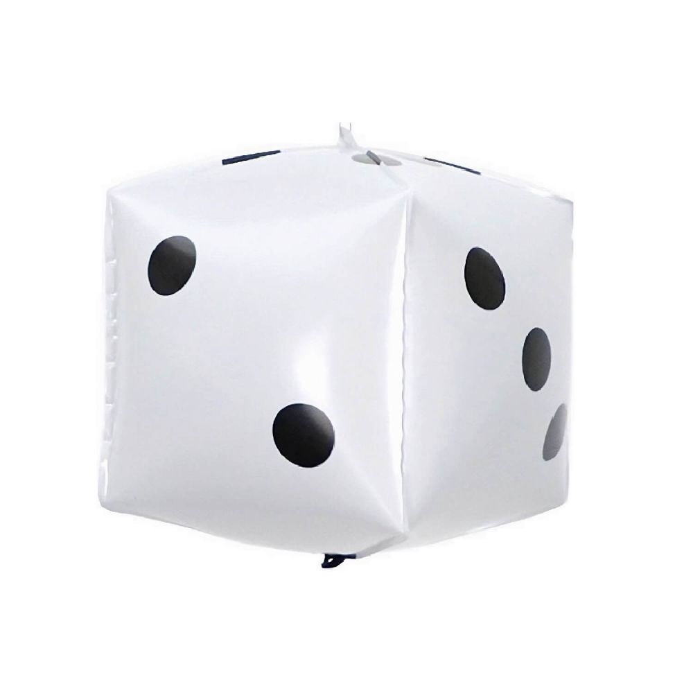 12" 3D Casino Dice White Balloon