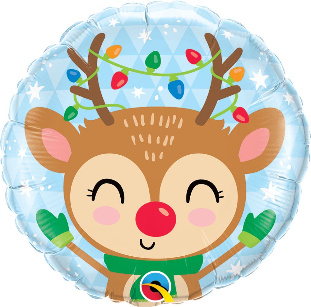 18" Reindeer and Colored Lights (non-packaged) Balloon