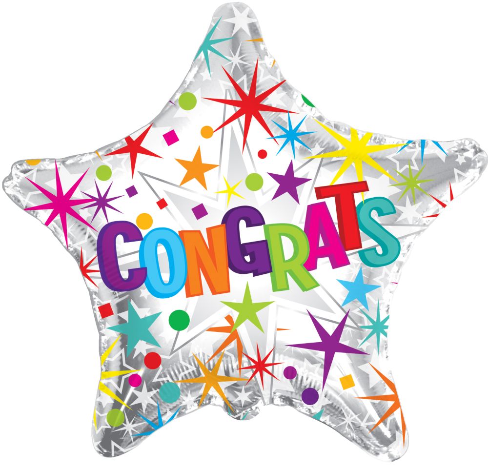 09" Congrats White Star Balloon