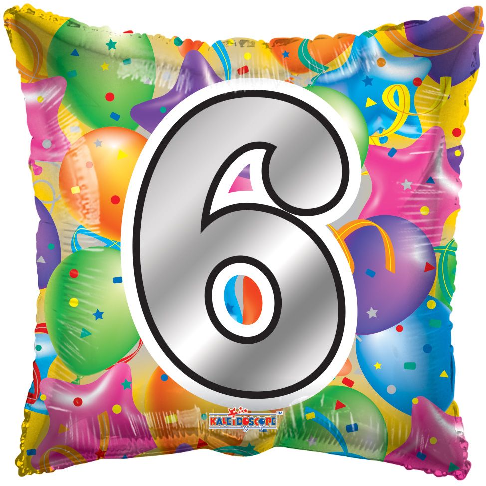 18" Number 6 Square Balloon