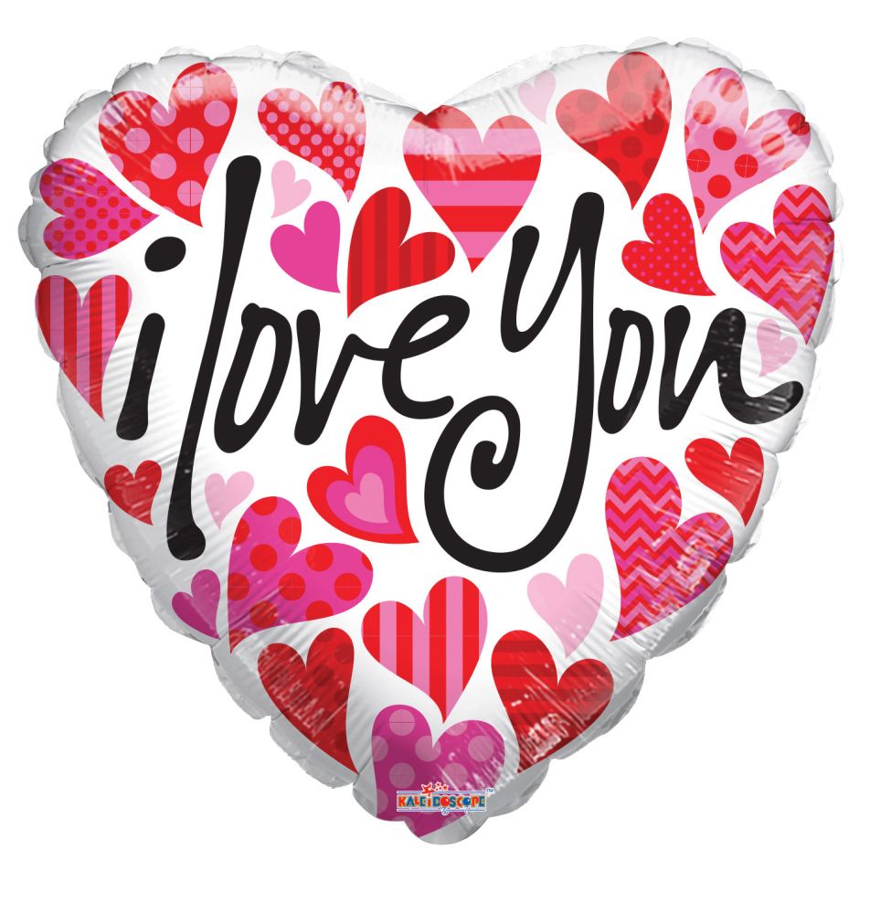 18" Many Hearts On White Balloon