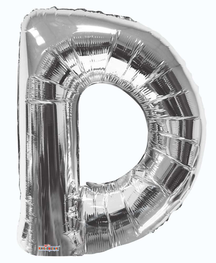 34" Silver Letter D Balloon