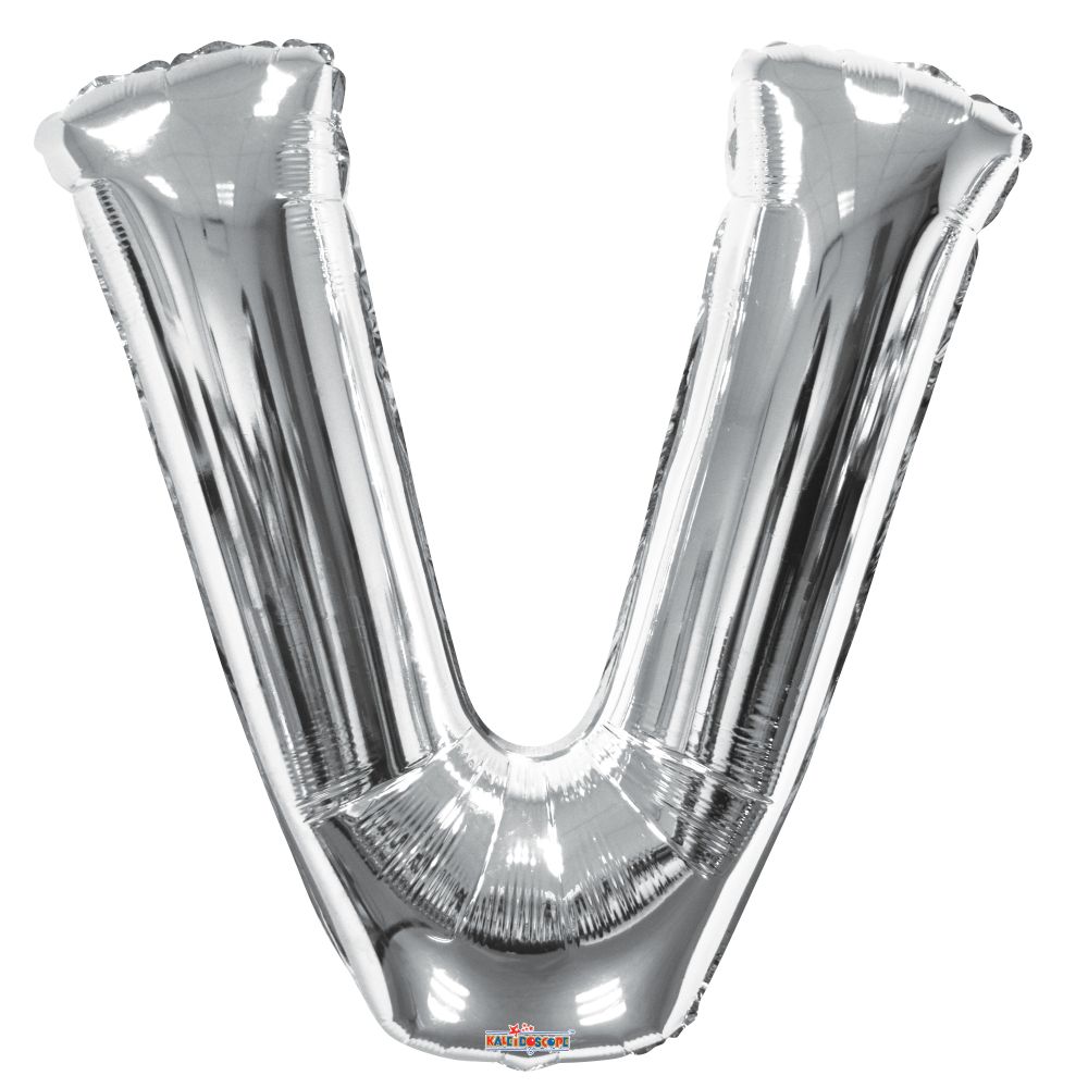 34" Silver Letter V Balloon